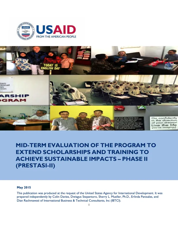 Mid-term evaluation of the program to extend scholarships and training to achieve sustainable impacts - phase II (PRESTASI-II)