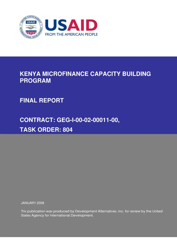 Kenya microfinance capacity building program [KEMCAP] : final report