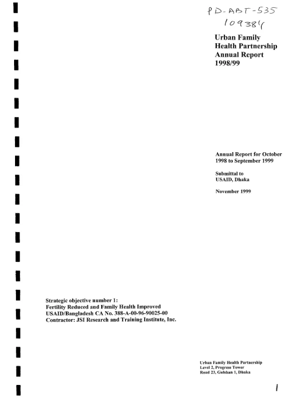 Urban family health partnership annual report 1998/99, October 1998 to September 1999