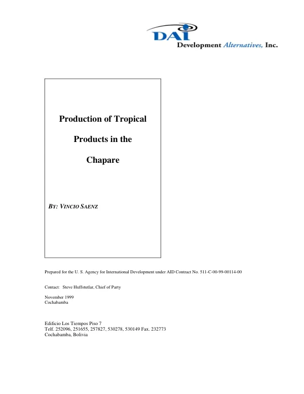 Production of tropical products in the Chapare[, Bolivia]