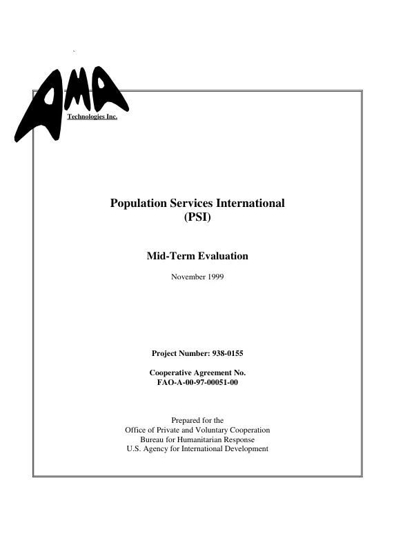 Population Services International (PSI) : mid-term evaluation