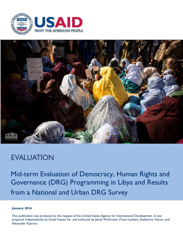 Mid-term evaluation of democracy, human rights and governance (DRG) programming in Libya and results from a national and urban DRG survey