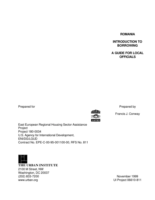 Romania : introduction to borrowing -- a guide for local officials