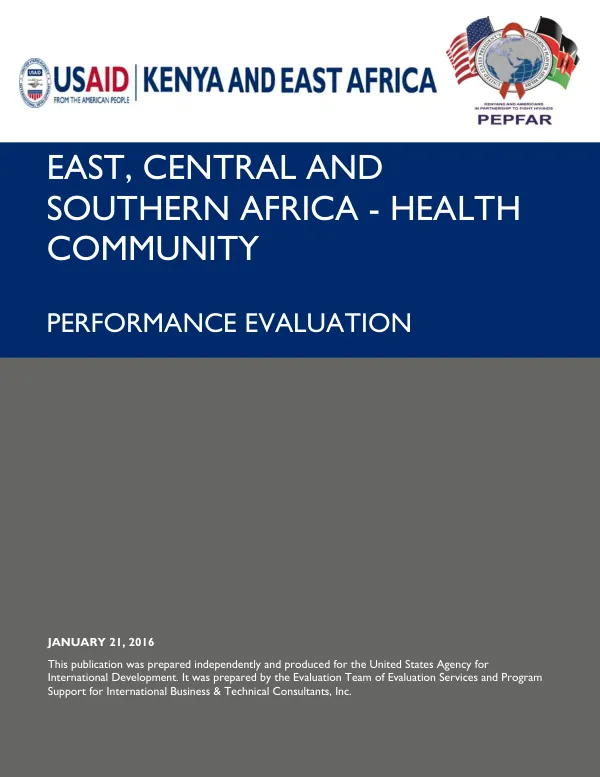 East, central and southern Africa health community : performance evaluation (ECSA-HC)