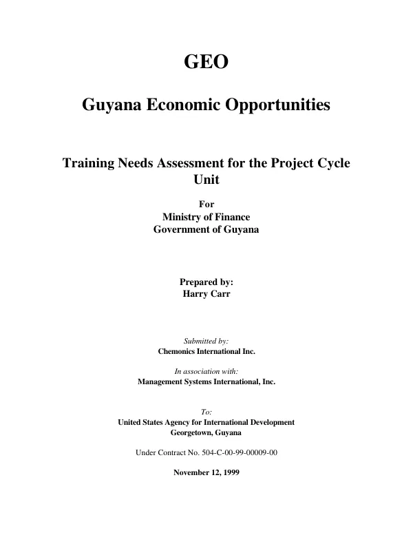 Training needs assessment for the Project Cycle Unit