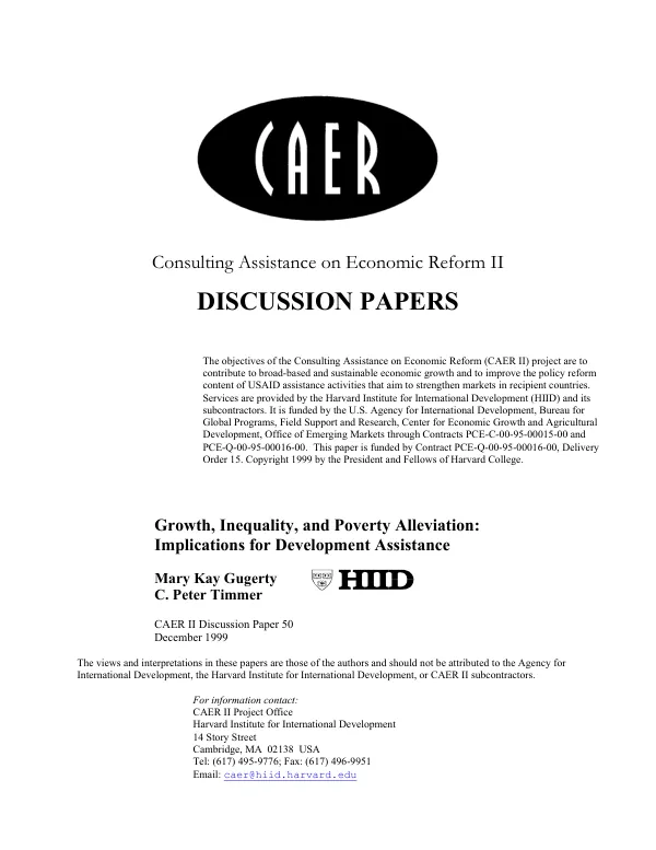 Growth, inequality, and poverty alleviation : implications for development assistance