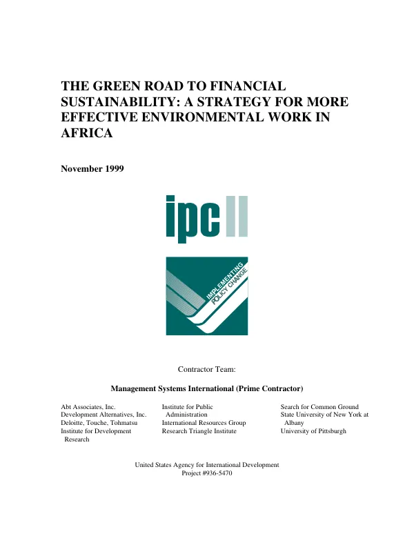 Green road to financial sustainability : a strategy for more effective environmental work in Africa