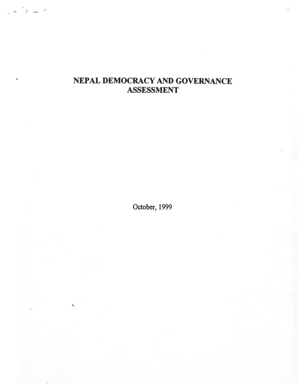 Nepal democracy and governance assessment
