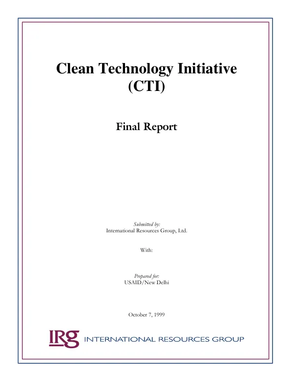 Clean technology initiative (CTI) : final report