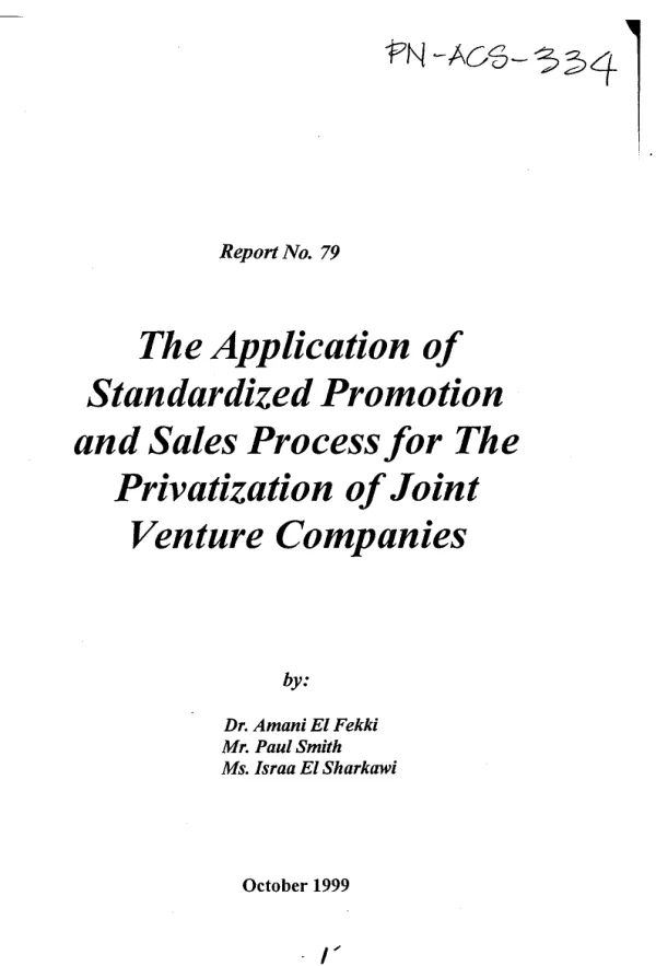 The application of standardized promotion and sales process for the privatization of joint venture companies