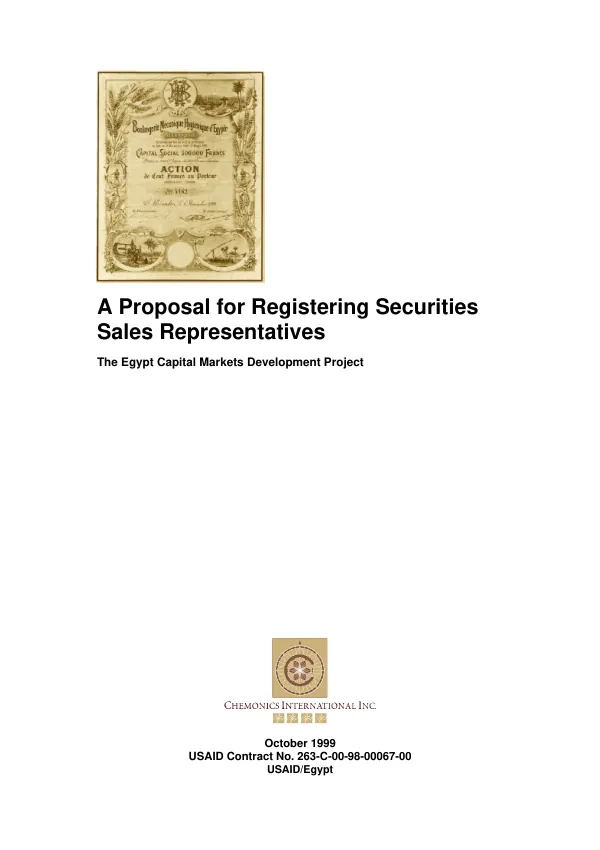 Proposal for registering securities sales representatives