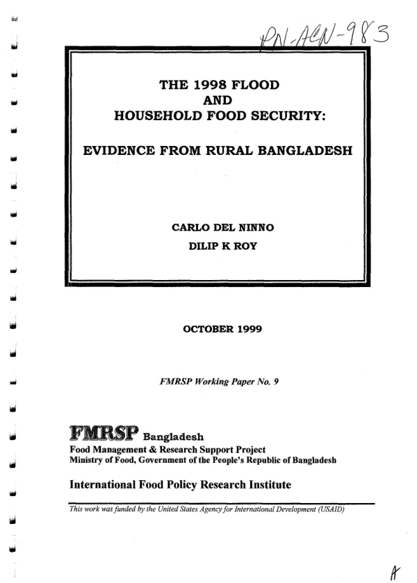 1998 flood and household food security : evidence from rural Bangladesh
