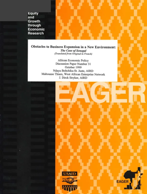 Obstacles to business expansion in a new environment : the case of Senegal