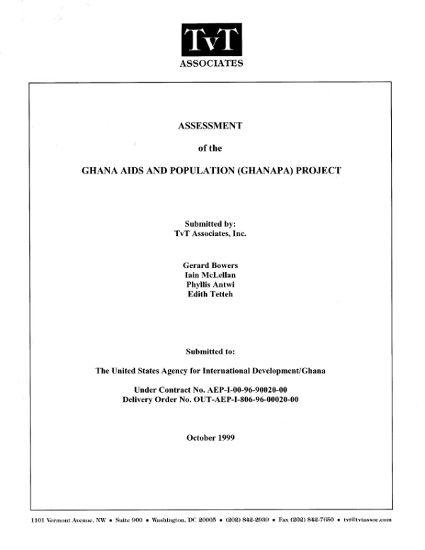 Assessment of the Ghana AIDS and population (GHANAPA) project