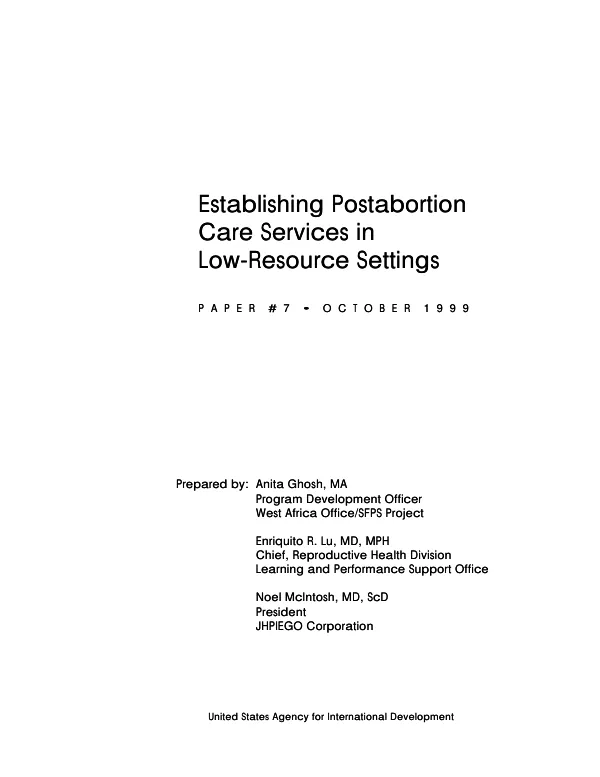 Establishing postaboration care services in low-resource settings