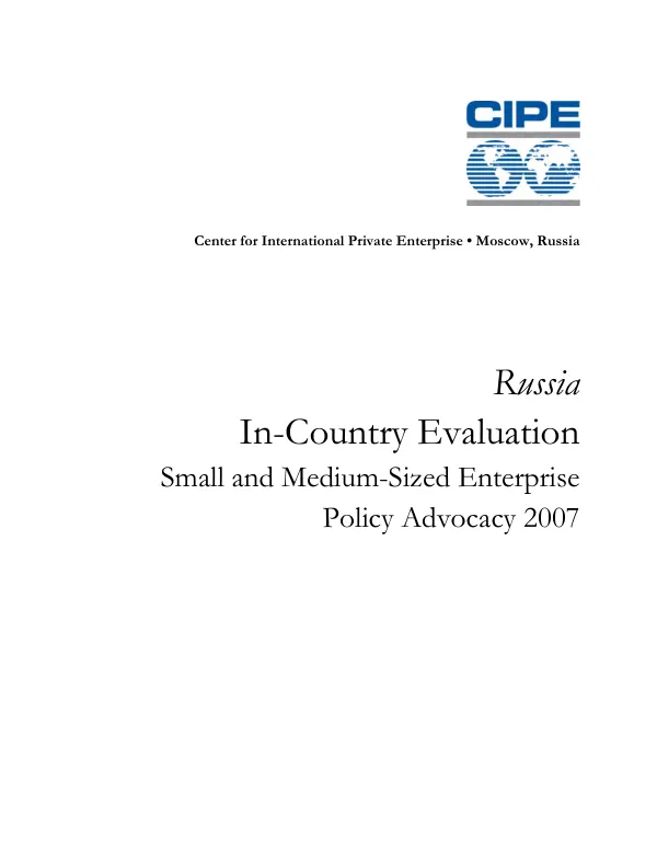 Russia in-country evaluation : small and medium-sized enterprise policy advocacy 2007