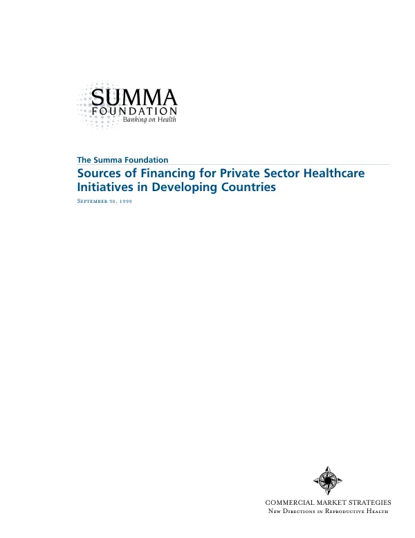 Sources of financing for private sector healthcare [i.e. health care] initiatives in developing countries