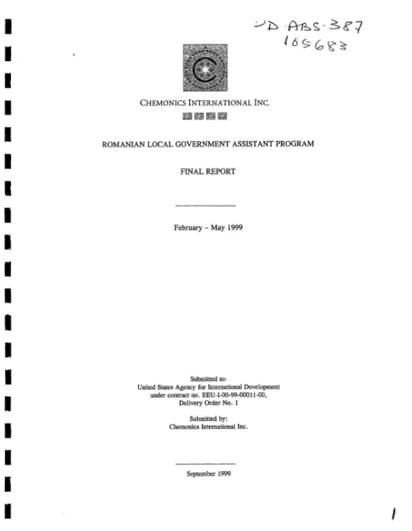 Romanian local government assistant [i.e. assistance] program : final report -- February-May 1999