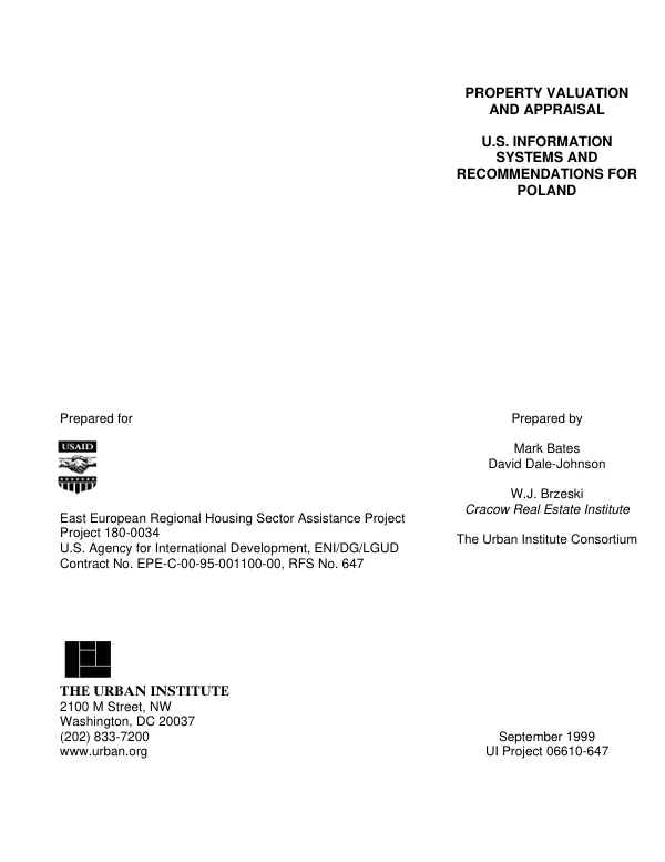 Property valuation and appraisal : US information systems and recommendations for Poland