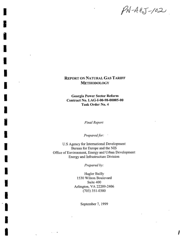 Report on natural gas tariff methodology : final report