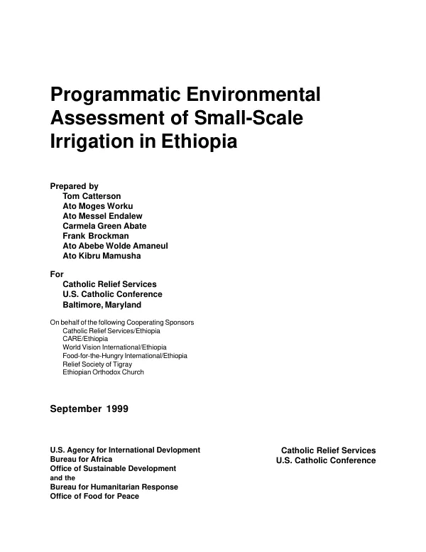 Programmatic environmental assessment of small-scale irrigation in Ethiopia
