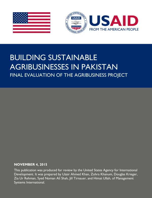 Building sustainable agribusinesses in Pakistan : final evaluation of the agribusiness project