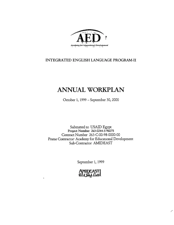 Integrated English language program-II : annual workplan -- October 1, 1999-September 30, 2000