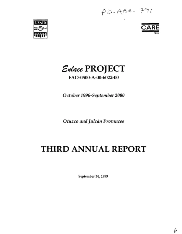 Enlace project : FAO-0500-A-00-6022-00 -- October 1996-September 2000 : Otuzco and Julcan Provinces[, Peru] -- third annual report