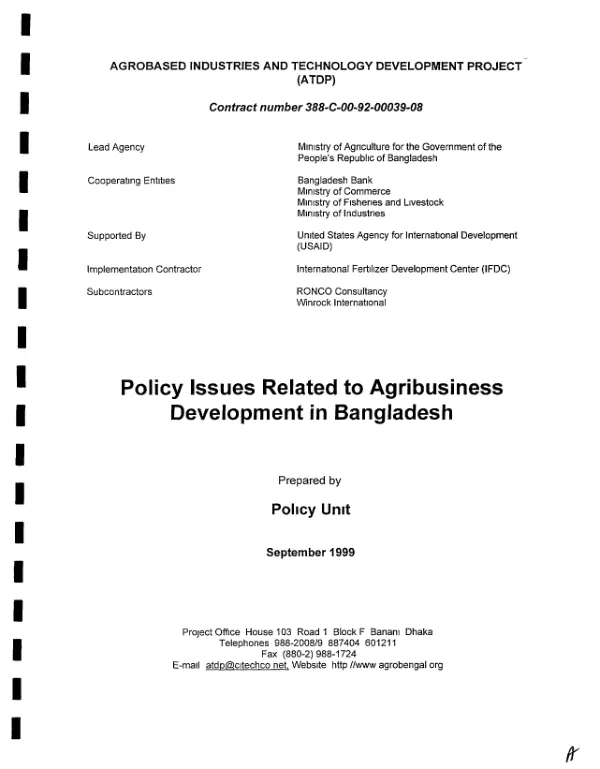 Policy issues related to agribusiness development in Bangladesh