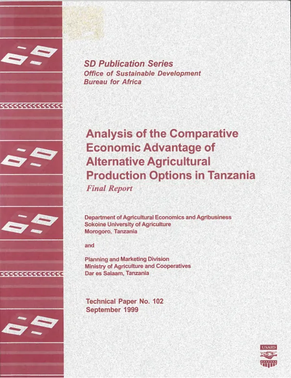 Analysis of the comparative economic advantage of alternative agricultural production options in Tanzania