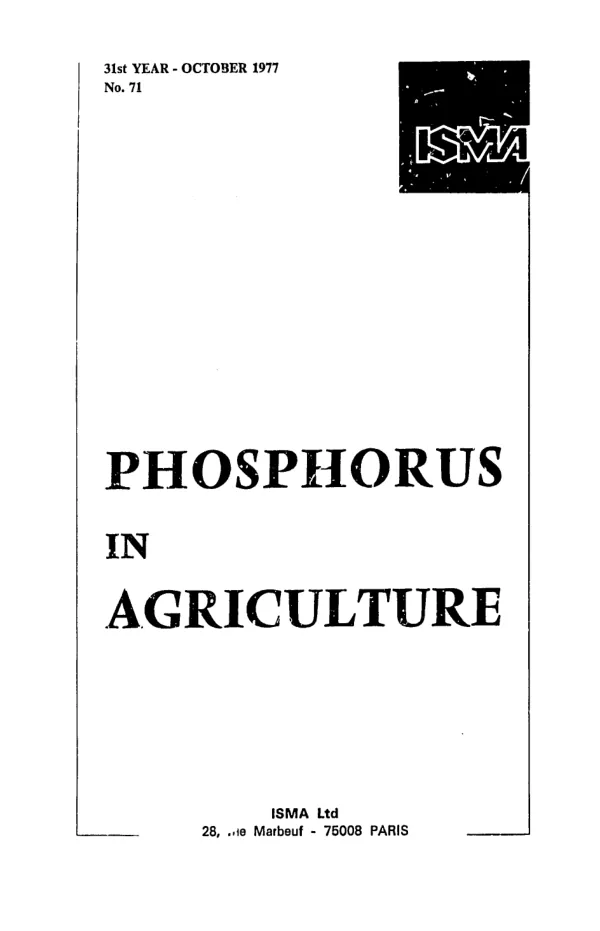Phosphorus in agriculture, no. 71