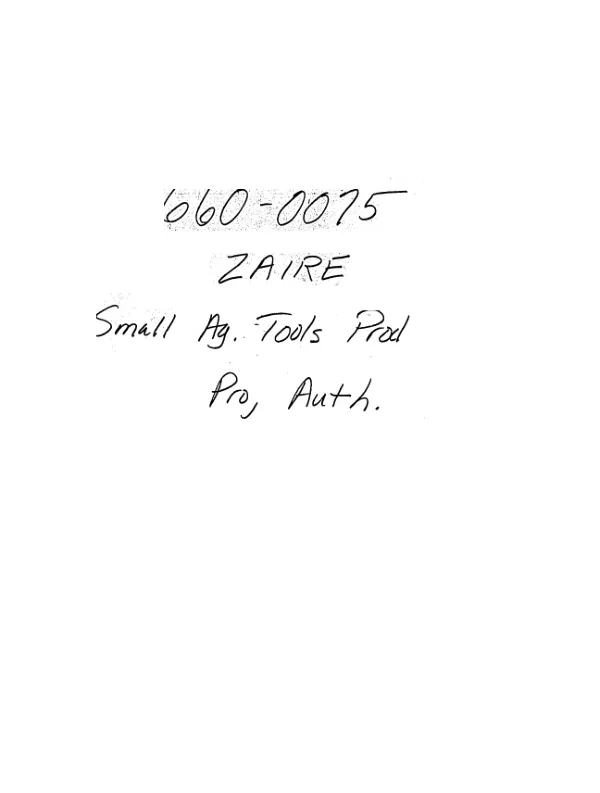 Project authorization for small agricultural tool production (CEDECO)