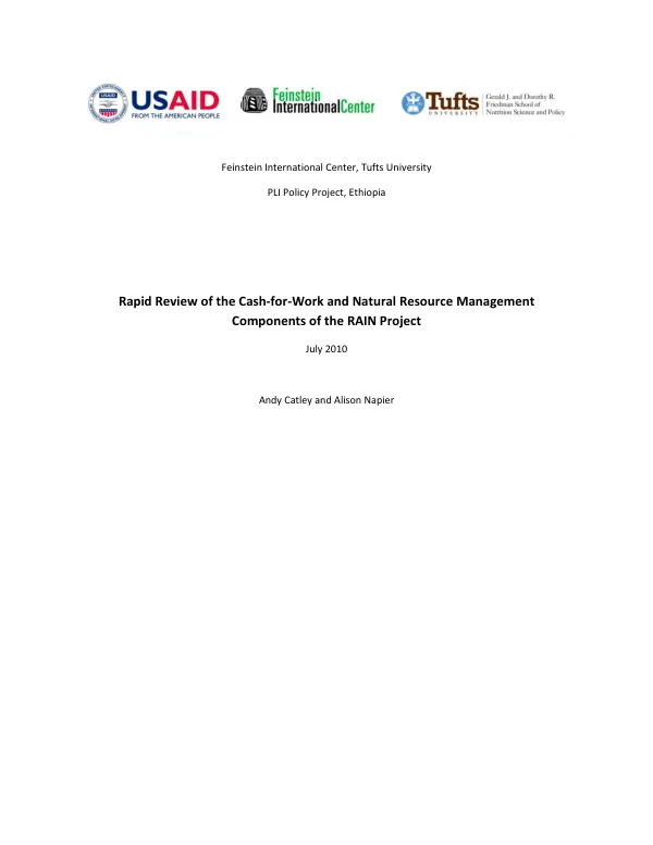 Rapid review of the cash-for-work and natural resource management components of the RAIN project