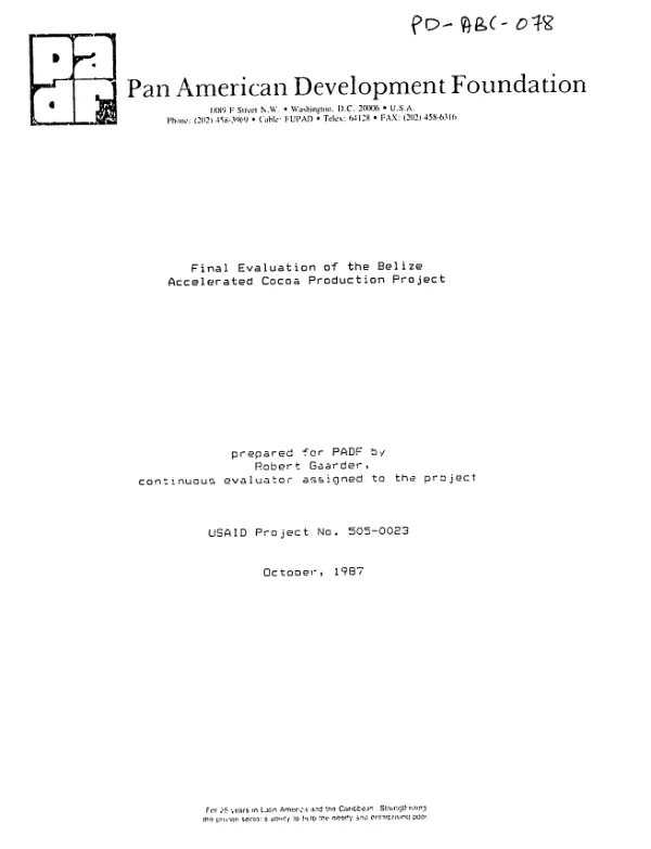 Bahamas agricultural research training and development project : economic analysis of beef production on North Andros Island, Bahamas