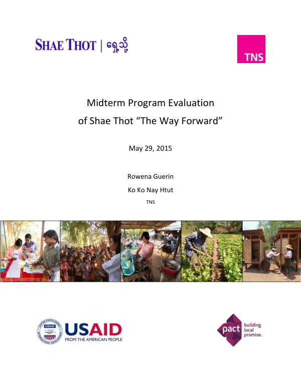 Midterm program evaluation of Shae Thot "the way forward"