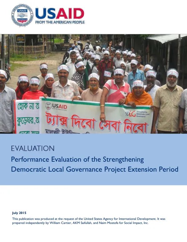 Performance evaluation of the strengthening democratic local governance : project extension period : March 31, 2014-February 28, 2015