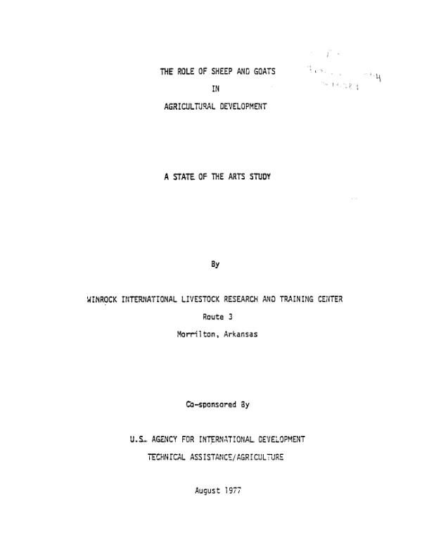 Role of sheep and goats in agricultural development; a state of the arts study
