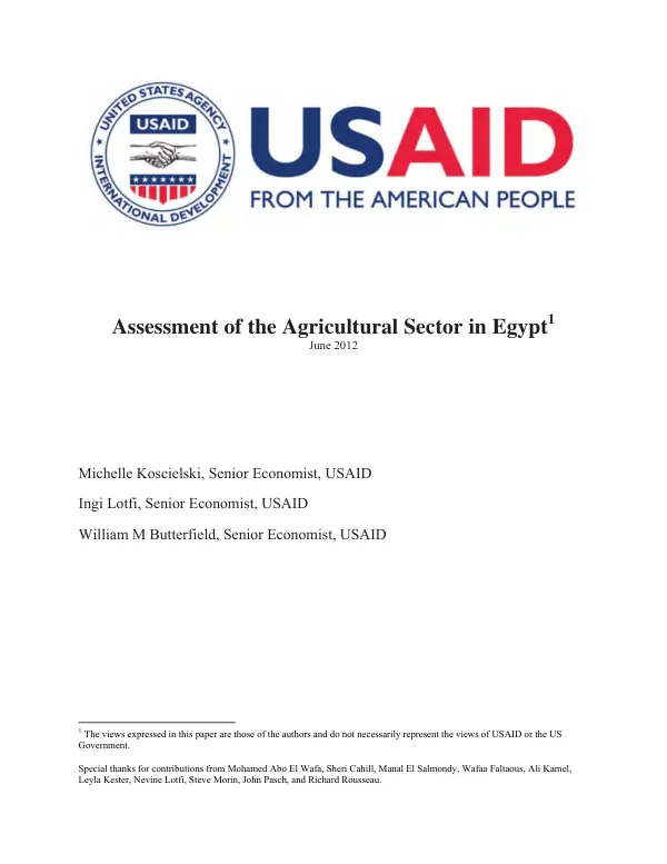 Agriculture sector assessment