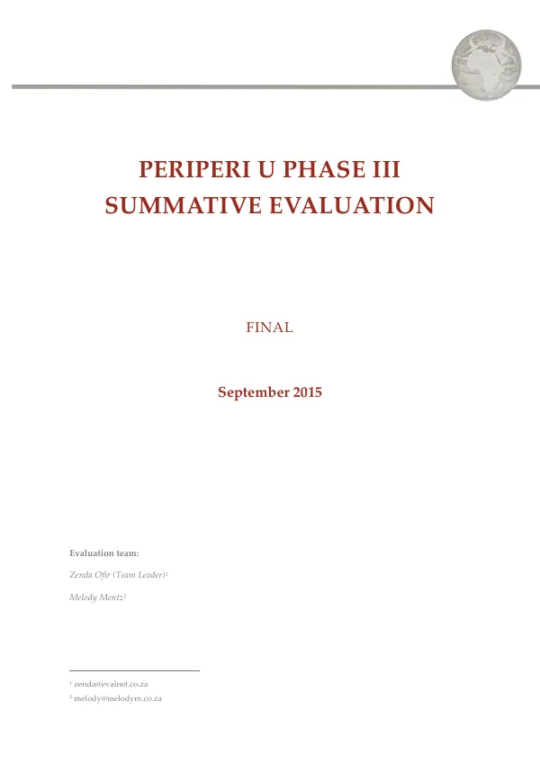 Periperi U phase III summative evaluation