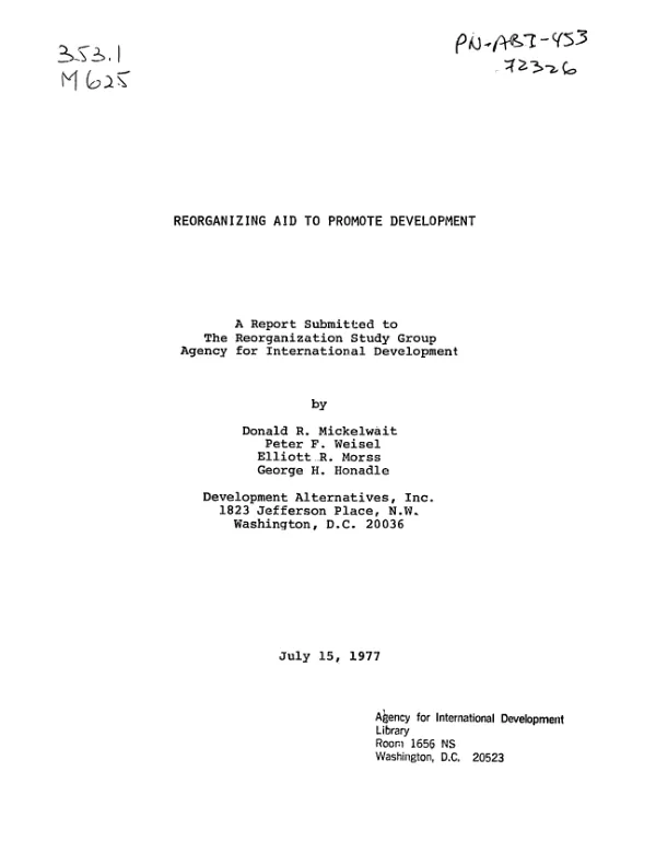 Reorganizing AID to promote development