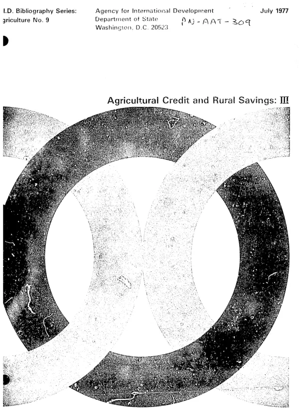 Agricultural credit and rural savings : III