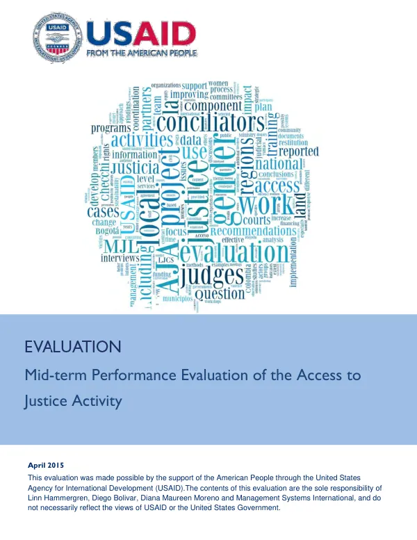 Mid-term performance evaluation of the access to justice activity