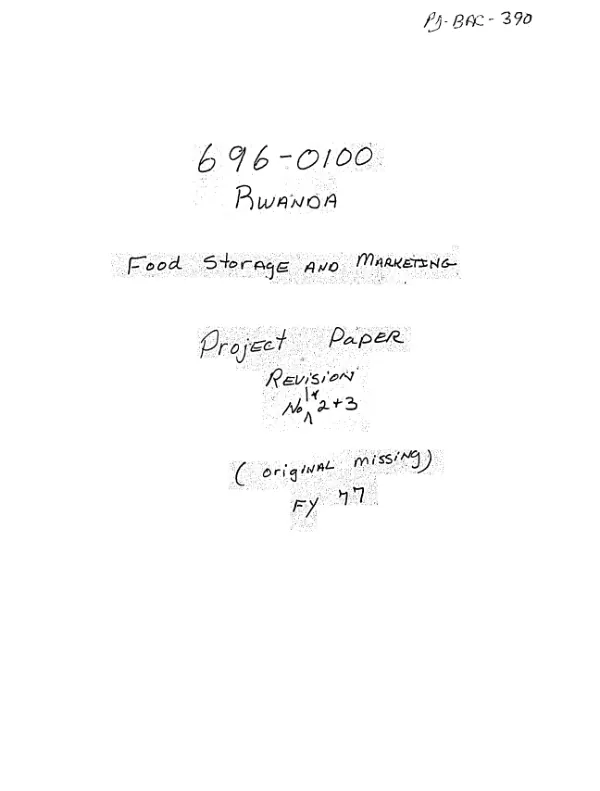 Rwanda food storage and marketing : project paper revision no. 2