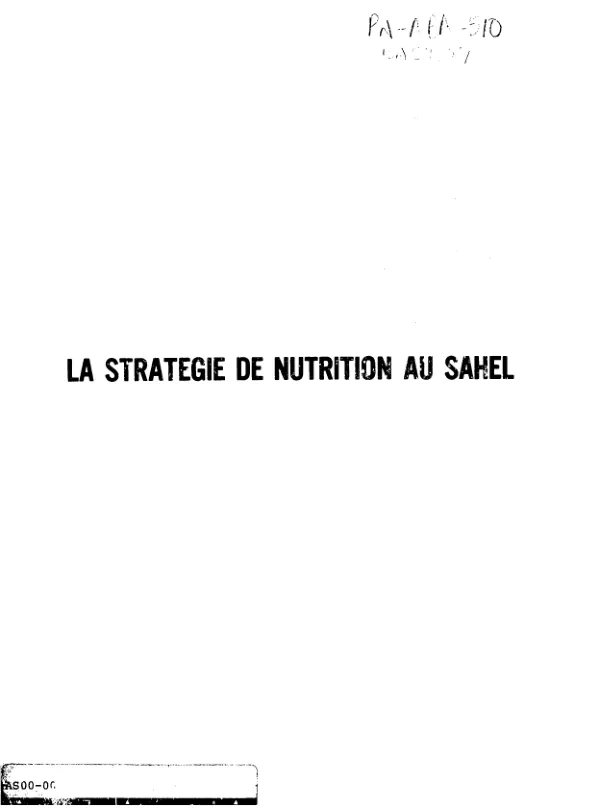 Strategie de nutrition au Sahel