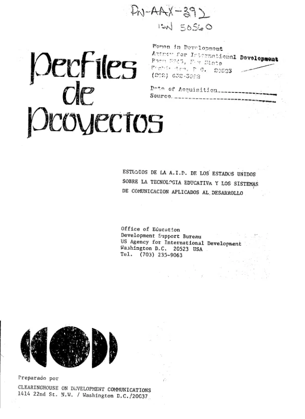 Estudios de la AID de los Estados Unidos sobre la tecnologia educativa y los sistemas de comunicacion aplicados al desarrollo