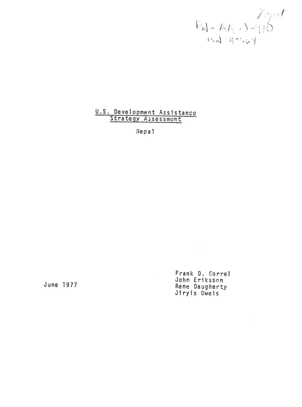 US development assistance strategy assessment : Nepal