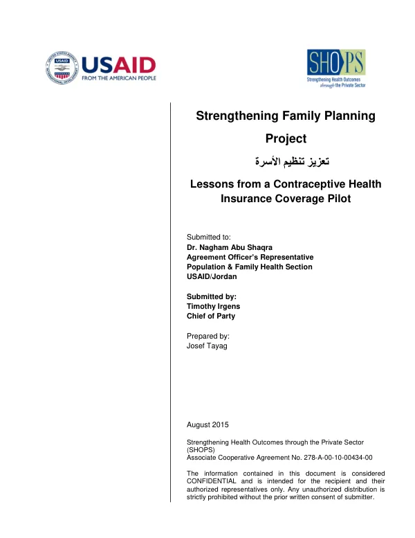 Lessons from a Contraceptive Health Insurance Coverage Pilot