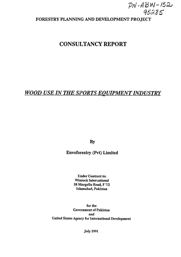Wood use in the sports equipment industry : consultancy report
