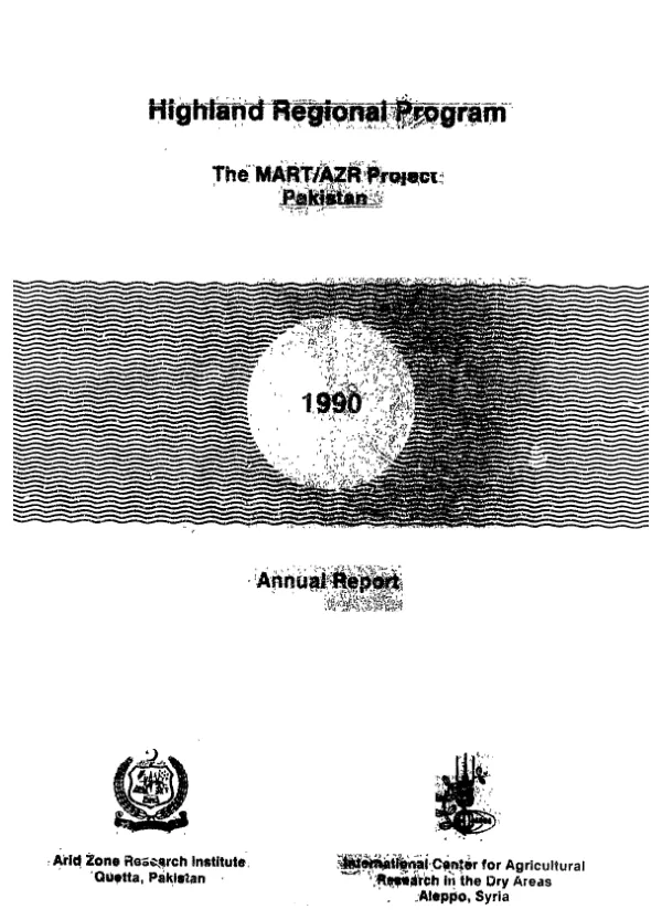Highland regional program : the MART/AZR project, Pakistan -- 1990 annual report