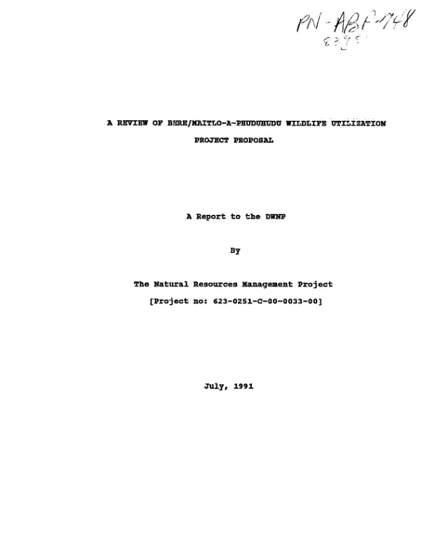 Review of Bere/Maitlo - a - Phuduhudu wildlife utilization project proposal